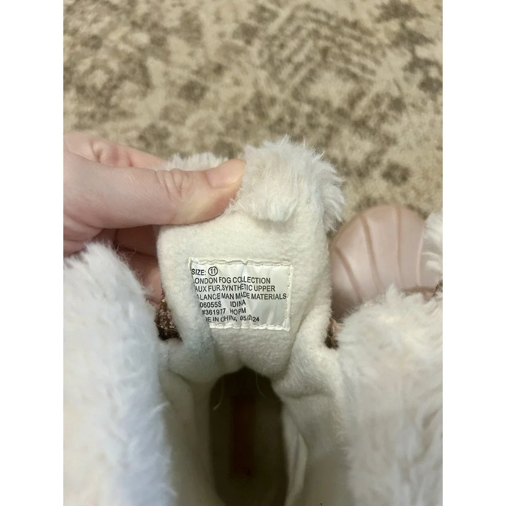 London Fog Pink Faux Fur Glitter Size 11M Child's Boots Sparkle Shimmer Fun Warm